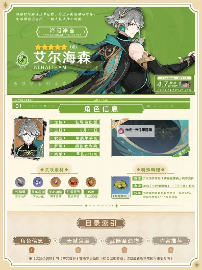 《原神》3.4版艾尔海森角色UP池介绍图1