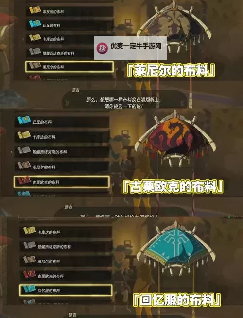 《塞尔达传说王国之泪》各Amiibo对应滑翔伞布料一览 滑翔伞布料怎么获得图1