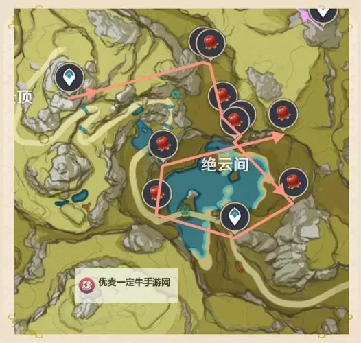 《原神》绝云椒椒位置一览 绝云椒椒采集路线图1